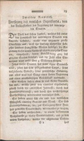 Zweites Kapitel. Fortsezung des nemlichen Gegenstands, von der Beschaffenheit der Regierung der vereinigten Staaten.