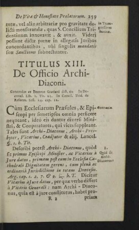 Titulus XIII. De Officio Archi-Diaconi.