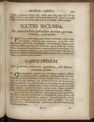 Sectio Secunda. De particularibus quibusdam motibus gravium solidorum, & fluidorum.