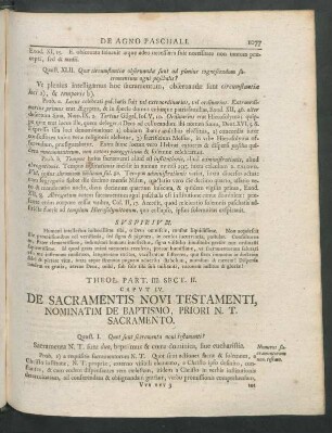 Caput IV. De Sacramentis Novi Testamenti, Nominatim De Baptismo, Priori N.T. Sacramento