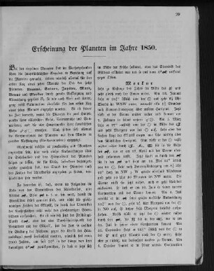 Erscheinung der Planeten im Jahre 1850.