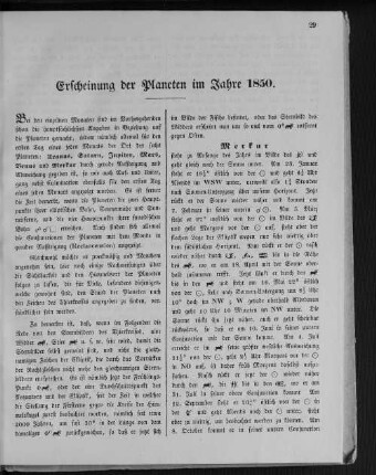 Erscheinung der Planeten im Jahre 1850.