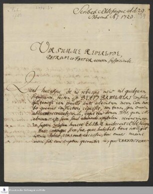 Brief von Johannes Fabri an August Hermann Francke.