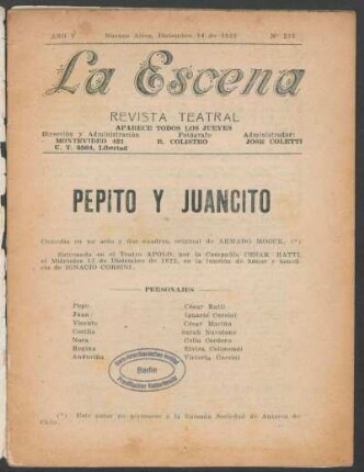 Pepito y Juancito : comedia en un acto y dos cuadros