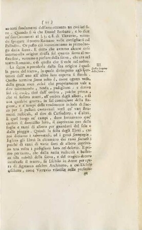 III. Della Origine della scena