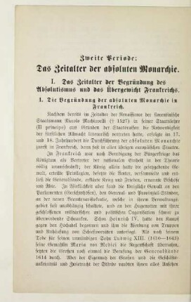 I. Das Zeitalter der Begründung des Absolutismus und das Übergewicht Frankreichs