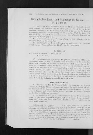 Livländischer Land- und Städtetag zu Wolmar. - 1512 Juni 21.