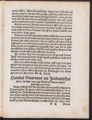 Hanibal Guarinus ein Italianischer Herr/ welcher am tage Galli im Scharmützel gefangen worden.