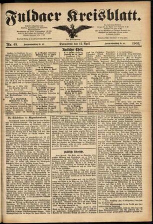Erste Ausgabe vom Samstag, den 12. April 1902.