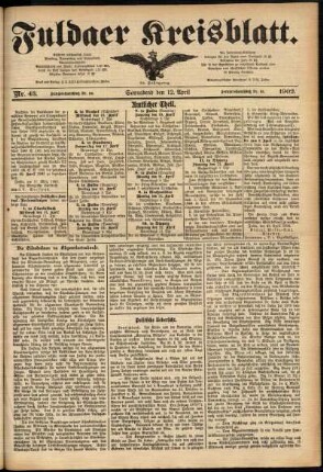 Erste Ausgabe vom Samstag, den 12. April 1902.