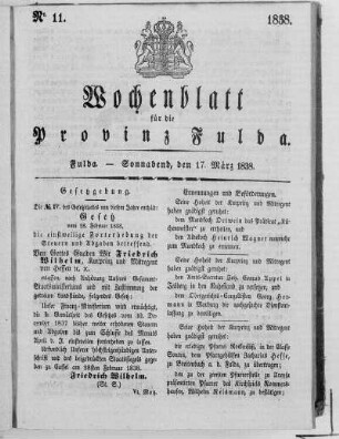 Nr. 11, Ausgabe vom 17. März 1838