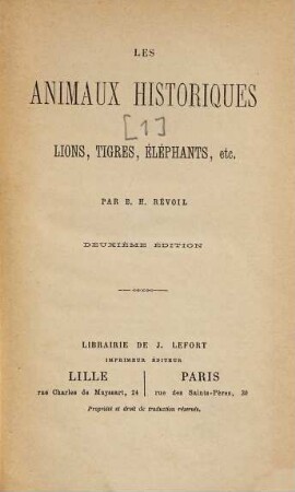 Les animaux historiques, 1