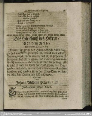 Das Gleichniß des Herrn, Von dem Nezze, aus Matth. XIII,47. seq. ...