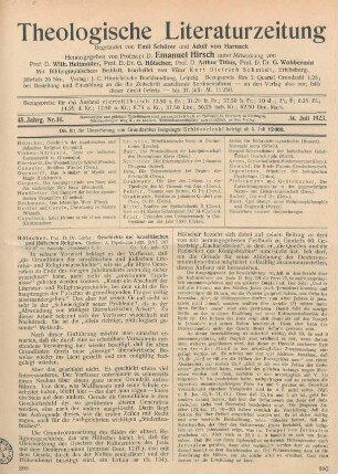 289-292 [Rezension] Hölscher, Gustav, Geschichte der israelitischen und jüdischen Religion