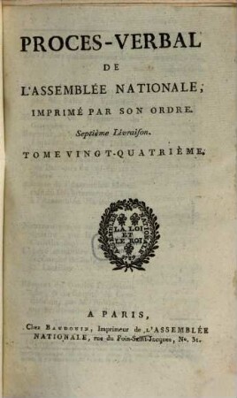 Procès-verbal de l'Assemblée Nationale. 24. 1790