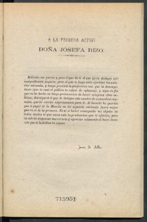 [Dedicatoria] A Doña Josefa Rizo
