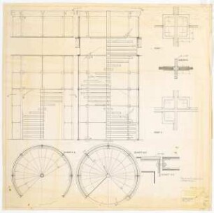 Hochschulbibliothek, Karlsruhe Neubau: Wendeltreppe EG und 1.OG, 1:10, 1:1