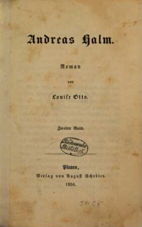 Andreas Halm : Roman von Louise Otto, 2