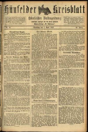 Ausgabe vom Samstag, den 07. April 1923.