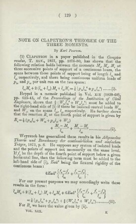 NOTE ON CLAPEYRON'S THEOREM OF THE THREE MOMENTS.