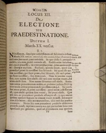Locus XII. De Electione Seu Praedestinatione.