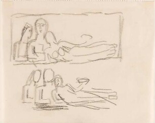 Studien von drei lagernden Figuren (Entwurf zu einer Dreifigurengruppe)