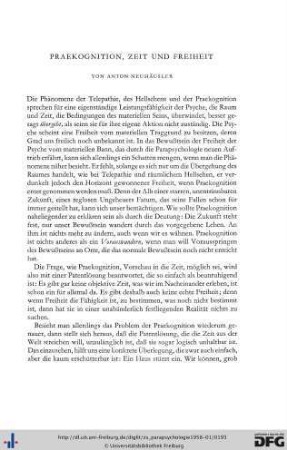 Anton Neuhäusler: Praekognition, Zeit und Freiheit
