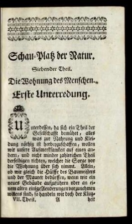 Die Wohnung der Menschen. Erste Unterredung