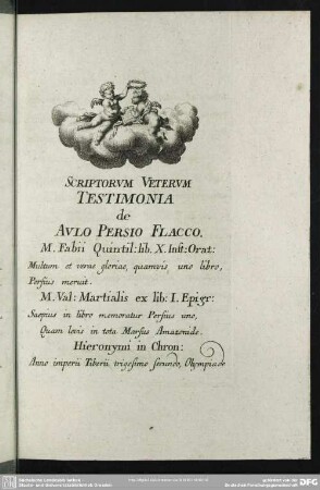 Scriptorum Veterum Testimonia de Aulo Persio Flacco