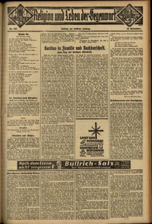 Dritte Ausgabe vom Sonntag, den 19. November 1933.