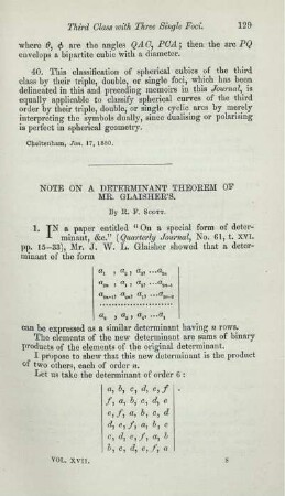 Note on a determinant theorem of Mr. Glaisher.