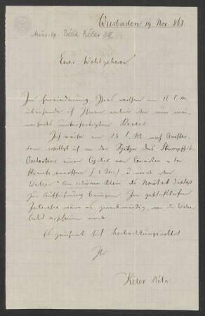 Brief an Musikverlag Ed. Bote und G. Bock (Berlin) : 19.11.1868