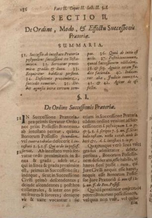 Sectio II. De Ordine, Modo, & Effectu Successionis Praetoriae.