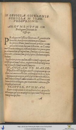 In Officia Ciceronis Scholia M. Ioannis Velcurionis