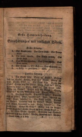 Erste Hauptabteilung Sprachübungen mit einfachen Sätzen