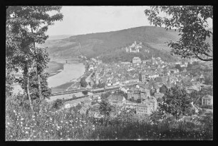 Blick aus Richtung Wartturm auf Altstadt, Burg, z.T. Mainspitze und Mainbrücke
