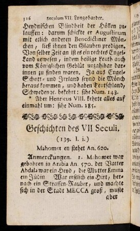 316-323, Geschichten des VII. Seculi