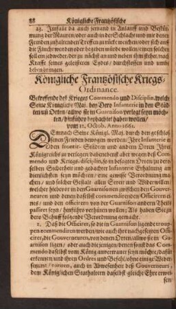 Königliche Frantzösische Kriegs-Ordinance.