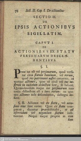 Sectio II. De Ipsis Actionibus Sigillatim