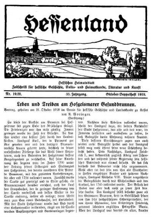 Nr. 19/20, Oktober-Doppelheft 1919