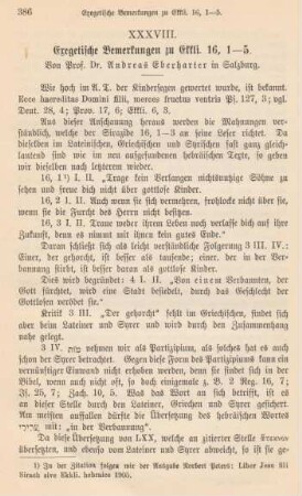 386-389 Exegetische Bemerkungen zu Ekkli. 16,1-5