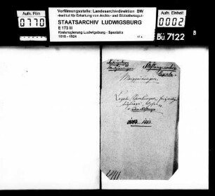 Stiftungssachen: Legate, Oberamt Ludwigsburg