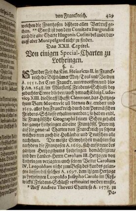 Das XXII. Capitel. Von einigen Special-Charten zu Lothringen.