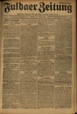 Erste Ausgabe vom Sonntag, den 20. Januar 1924.