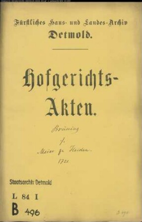 Brüning, Joh Bernd zu Heiden gegen Meier zu Heiden