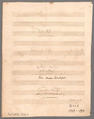12 vierstimmige Gesänge und Chöre für Männerstimmen, Singstimmen; op. 95 - BSB Mus.Schott.Ha 5919-2