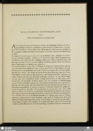 Zum Goldenen Doktorjubiläum Von Dr. Friedrich Schulze
