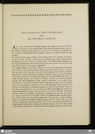 Zum Goldenen Doktorjubiläum Von Dr. Friedrich Schulze
