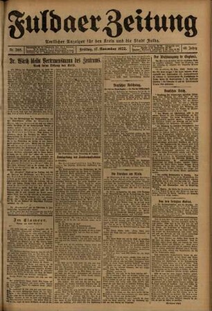 Ausgabe vom Freitag, den 17. November 1922.