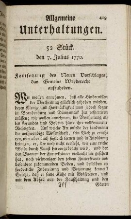 52 Stück. den 7. Julius 1770.
